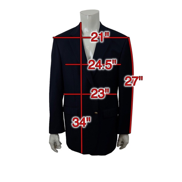 Ralph Lauren Navy Blue Wool Blazer Gold Buttons Mens 44L - Picture 2 of 12